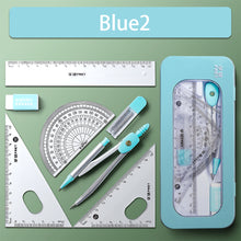 Load image into Gallery viewer, 7pcs Geometric Mathematical Drawing Tool Set Multi-functional Compass Protractor Ruler Eraser