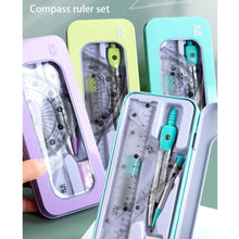 Load image into Gallery viewer, 7pcs Geometric Mathematical Drawing Tool Set Multi-functional Compass Protractor Ruler Eraser
