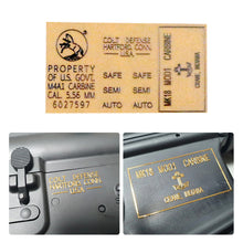 Load image into Gallery viewer, 1PC Multi-Purpose Metal Word Sticker Toy Gun Waterproof Hot Stamping 3D Sticker For AR15 AK47 M4 M16