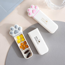 Load image into Gallery viewer, Creative Mini Cat Claw Pill Box Portable Moisture-proof Triple Grid Medicine Box Daily Medication Jewelry Storage Box