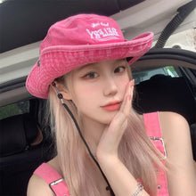 Load image into Gallery viewer, Western Women Cowboy Hats with String Vintage Embroidered Bucket Hats For Female Anti-UV Protection Fisherman Hats Camping Hiking Mountaineering Hats