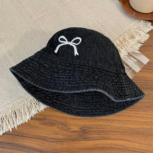 Load image into Gallery viewer, Cowboy Bucket Hat For Women Embroidery Bow Tie Fisherman Hat Fashion Outdoor Casual Cap Washed Denim Hat Travel Sunscreen Gift