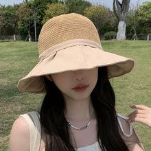 Load image into Gallery viewer, Sun Hat Women's Hollow Breathable Sunshade Hat Adjustable Bow Tie Fisherman Hat Foldable UV Protection Sunscreen Hat Travel Female Gift