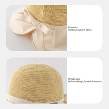 Load image into Gallery viewer, Sun Hat Women's Hollow Breathable Sunshade Hat Adjustable Bow Tie Fisherman Hat Foldable UV Protection Sunscreen Hat Travel Female Gift