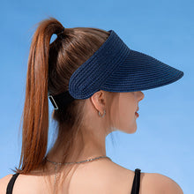 Load image into Gallery viewer, Sun Hat For Women Fashion Wide Brim Straw Hat Empty Top UV Protection Casual Hat Outdoor Sports Sunscreen Visor Hat Ponytail Beach Cap
