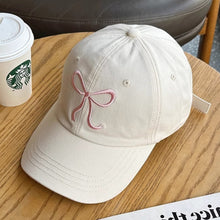 Load image into Gallery viewer, Bowknot Embroidery Baseball Hat For Women Solid Color Sweet Girl Peaked Cap Outdoor Sun Protection Duck Tongue Caps Soft Casual Hat