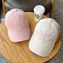 Load image into Gallery viewer, Bowknot Embroidery Baseball Hat For Women Solid Color Sweet Girl Peaked Cap Outdoor Sun Protection Duck Tongue Caps Soft Casual Hat