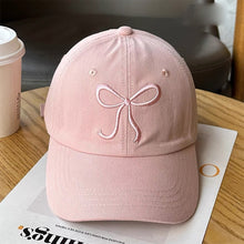 Load image into Gallery viewer, Bowknot Embroidery Baseball Hat For Women Solid Color Sweet Girl Peaked Cap Outdoor Sun Protection Duck Tongue Caps Soft Casual Hat