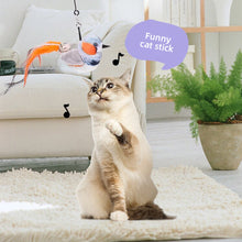 Load image into Gallery viewer, Funny Feather Cat Plush Teaser Wand with Bell Pet Interactive Feather Toys Cat Stick Toy for Kitten Catching Toy Playing Teaser Cat Supplies