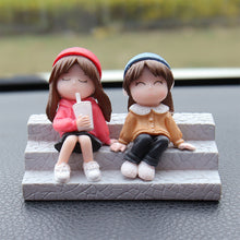 Load image into Gallery viewer, 2Pcs/Set Car Dashboard Doll Creative Little Girls with Balloon Grass Pad Steps Ornament Decoration with Bench Auto Interior Accessories for Gift Girl Women