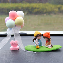 Load image into Gallery viewer, 2Pcs/Set Car Dashboard Doll Creative Little Girls with Balloon Grass Pad Steps Ornament Decoration with Bench Auto Interior Accessories for Gift Girl Women