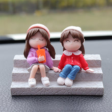 Load image into Gallery viewer, 2Pcs/Set Car Dashboard Doll Creative Little Girls with Balloon Grass Pad Steps Ornament Decoration with Bench Auto Interior Accessories for Gift Girl Women