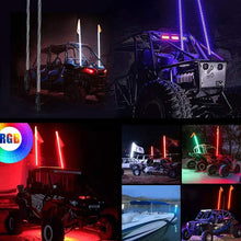 Load image into Gallery viewer, 30cm/1ft Remote Control LED Whip Lights Colorful Flagpole Antenna Whips for UTV ATV Off Road Truck Sand Buggy Dune RZR