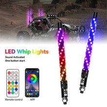 Load image into Gallery viewer, 30cm/1ft Remote Control LED Whip Lights Colorful Flagpole Antenna Whips for UTV ATV Off Road Truck Sand Buggy Dune RZR