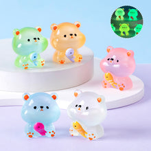 Load image into Gallery viewer, Micro Landscape Creative Cute Hair Luminous Fish Eating Bear Animal Doll Decoration Accessories Car Desktop Small Ornament