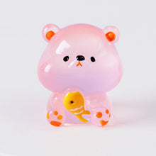 Load image into Gallery viewer, Micro Landscape Creative Cute Hair Luminous Fish Eating Bear Animal Doll Decoration Accessories Car Desktop Small Ornament