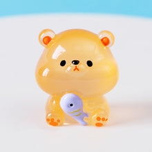 Load image into Gallery viewer, Micro Landscape Creative Cute Hair Luminous Fish Eating Bear Animal Doll Decoration Accessories Car Desktop Small Ornament