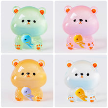 Load image into Gallery viewer, Micro Landscape Creative Cute Hair Luminous Fish Eating Bear Animal Doll Decoration Accessories Car Desktop Small Ornament