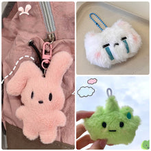 Load image into Gallery viewer, Soft Curved Eared Rabbit Sweetheart Pink Rabbit Keychain Cute Sweet Plush Backpack Daily Outfit Pendant Gift Accessories