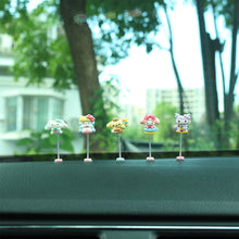 Load image into Gallery viewer, 5Pcs Cartoon Car Interior Shaking Head Kuromi Cinnamoroll Ornament Decoration with Spring Shake Head Decor Double-sided Tape