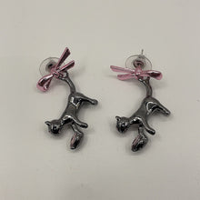 Load image into Gallery viewer, Black Cat Pink Bow Pendant Earrings Heart Rhinestone Earrings For Women Sweet Fashion Jewelry Accessories Gifts
