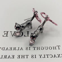 Load image into Gallery viewer, Black Cat Pink Bow Pendant Earrings Heart Rhinestone Earrings For Women Sweet Fashion Jewelry Accessories Gifts
