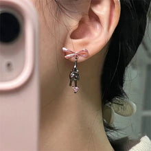 Load image into Gallery viewer, Black Cat Pink Bow Pendant Earrings Heart Rhinestone Earrings For Women Sweet Fashion Jewelry Accessories Gifts
