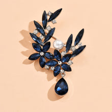 Load image into Gallery viewer, Blue Crystal Flower Brooch Elegant Pearl Brooches For Women Temperament Rhinestone Drop Pendent Pin Fashion Jewelry Accessories Gifts