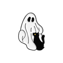 Load image into Gallery viewer, Cute Ghost Enamel Pins Lovely Black Cat Brooches Cartoon Metal Lapel Badge Halloween Animal Jewelry Accessories Gift for Women Men