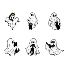 Load image into Gallery viewer, Cute Ghost Enamel Pins Lovely Black Cat Brooches Cartoon Metal Lapel Badge Halloween Animal Jewelry Accessories Gift for Women Men