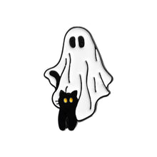 Load image into Gallery viewer, Cute Ghost Enamel Pins Lovely Black Cat Brooches Cartoon Metal Lapel Badge Halloween Animal Jewelry Accessories Gift for Women Men