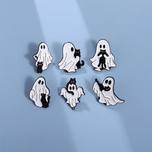 Load image into Gallery viewer, Cute Ghost Enamel Pins Lovely Black Cat Brooches Cartoon Metal Lapel Badge Halloween Animal Jewelry Accessories Gift for Women Men