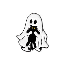 Load image into Gallery viewer, Cute Ghost Enamel Pins Lovely Black Cat Brooches Cartoon Metal Lapel Badge Halloween Animal Jewelry Accessories Gift for Women Men