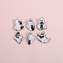 Load image into Gallery viewer, Cute Ghost Enamel Pins Lovely Black Cat Brooches Cartoon Metal Lapel Badge Halloween Animal Jewelry Accessories Gift for Women Men