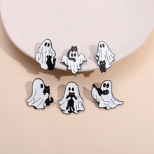 Load image into Gallery viewer, Cute Ghost Enamel Pins Lovely Black Cat Brooches Cartoon Metal Lapel Badge Halloween Animal Jewelry Accessories Gift for Women Men