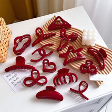 Load image into Gallery viewer, Red Series Large Hair Clip Women Retro Love Shape Hair Claws Letters Gold Label Shark Hairpin Elegant Hair Accessories Headdress Handmade