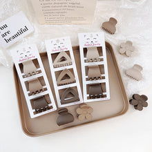 Load image into Gallery viewer, 3PCS New Fashion Coffee Color Hair Clip for Women Frosted Geometric Hair Claws Cute Shark Hairpin Back of Head Barrettes Elegant Commuter Hair Accessories Ponytail Headdress