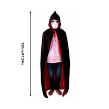 Load image into Gallery viewer, Adult Kids Halloween Magician Cosplay Costumes Vampire Stand Collar Cape Black Red Reversible Cap for Family Party Supplies