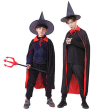 Load image into Gallery viewer, Adult Kids Halloween Magician Cosplay Costumes Vampire Stand Collar Cape Black Red Reversible Cap for Family Party Supplies