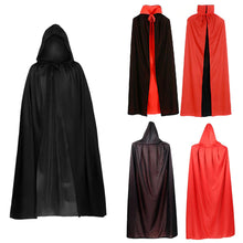 Load image into Gallery viewer, Adult Kids Halloween Magician Cosplay Costumes Vampire Stand Collar Cape Black Red Reversible Cap for Family Party Supplies