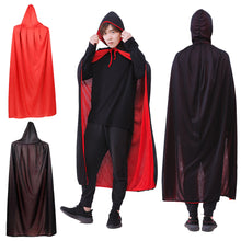 Load image into Gallery viewer, Adult Kids Halloween Magician Cosplay Costumes Vampire Stand Collar Cape Black Red Reversible Cap for Family Party Supplies