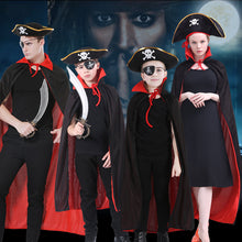Load image into Gallery viewer, Adult Kids Halloween Magician Cosplay Costumes Vampire Stand Collar Cape Black Red Reversible Cap for Family Party Supplies