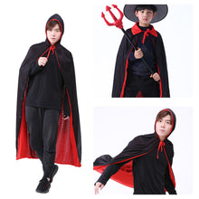 Load image into Gallery viewer, Adult Kids Halloween Magician Cosplay Costumes Vampire Stand Collar Cape Black Red Reversible Cap for Family Party Supplies