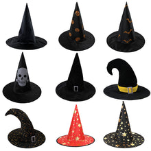 Load image into Gallery viewer, Halloween Magician Hat Pentagram Hat Stage Dress Up Costume Props Wizard Hat Kids Happy Halloween Party Favors Hats