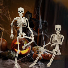 Load image into Gallery viewer, Hanging Skeleton Movable Joints Decoration Scary House Scary Pendant Props Halloween Party Yard Garden Decoration Fake Skull