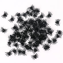 Load image into Gallery viewer, 100pcs Halloween Spiders Decorations Small Black Luminous Plastic Spiders Haunted House Spider Decoration Simulation Tricky Toy