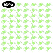 Load image into Gallery viewer, 100pcs Halloween Spiders Decorations Small Black Luminous Plastic Spiders Haunted House Spider Decoration Simulation Tricky Toy