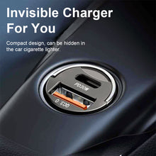 Load image into Gallery viewer, 200W Mini Car Dual Port USB Charger Lighter Fast Charging Cigarette Lighter Socket 100w PD Usb Type C Dual Ports Invisible Metal Charger