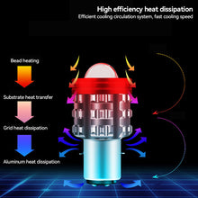 Load image into Gallery viewer, Motorcycle Headlight LED H4/H6 BA20D Hi/Low Dual Colors with Angel Devil Eyes Headlight Projector Lens Bulb Motor Driving Lights DRL Scooter Front Lamp
