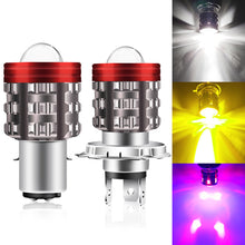 Load image into Gallery viewer, Motorcycle Headlight LED H4/H6 BA20D Hi/Low Dual Colors with Angel Devil Eyes Headlight Projector Lens Bulb Motor Driving Lights DRL Scooter Front Lamp